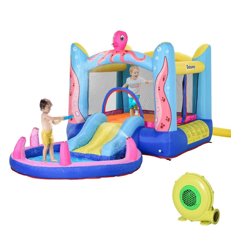 CASTELLO GONFIABILE PER BAMBINI CON SCIVOLO E PISCINA TEMA MARE