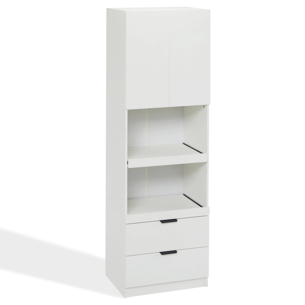 Mobile da cucina 59,5x45x200 cm con 2 cassetti in truciolare e MDF bianco