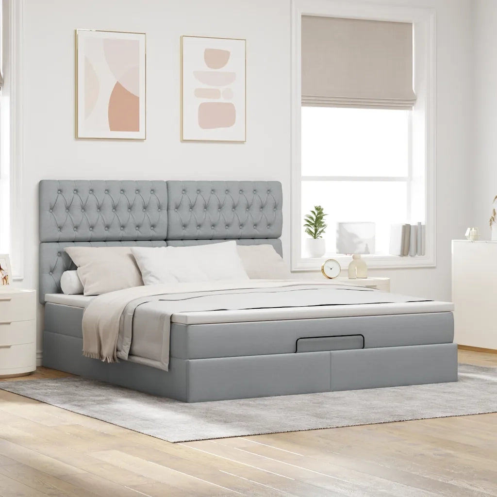 Struttura Letto Pouf con Materasso 180x200 cm in Tessuto 3313258
