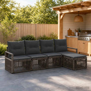 Set Divano da Giardino 4 pz Grigio polyrattan 3435698
