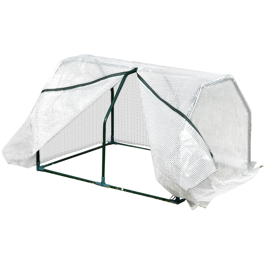 Mini serra ULEVR 99x71x60 cm con struttura in acciaio e copertura in plastica bianca per balcone e terrazza