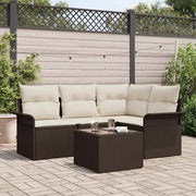 Set Divano da Giardino con cuscino 5 pcs Marrone polyrattan 3345348
