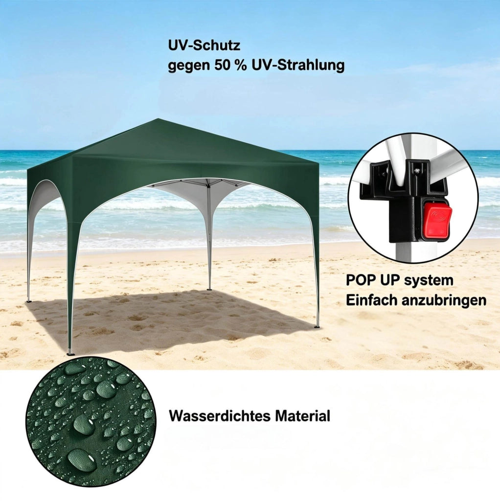 Gazebo pieghevole da giardino 3 x 3 m verde