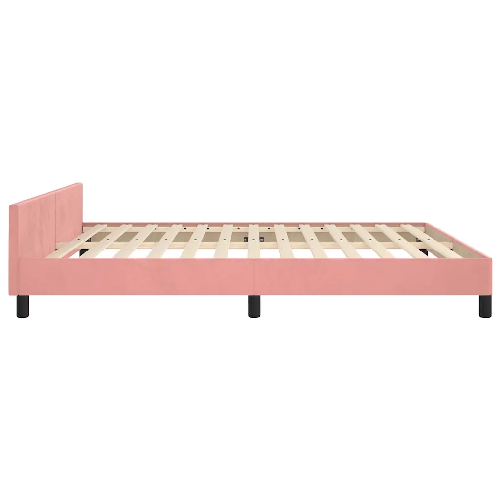 Giroletto con Testiera senza Materasso Rosa 160x200 cm Velluto 347584