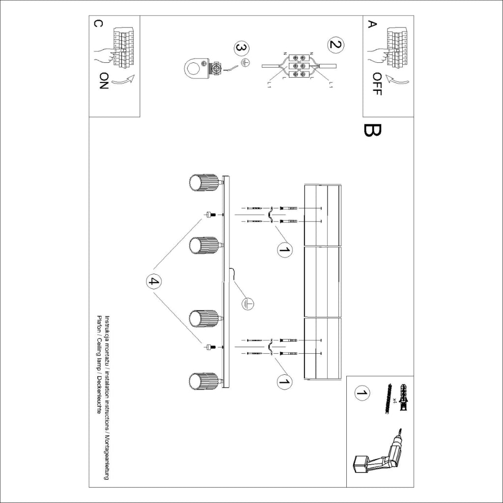 Lampada da soffitto KARBON 4L bianco