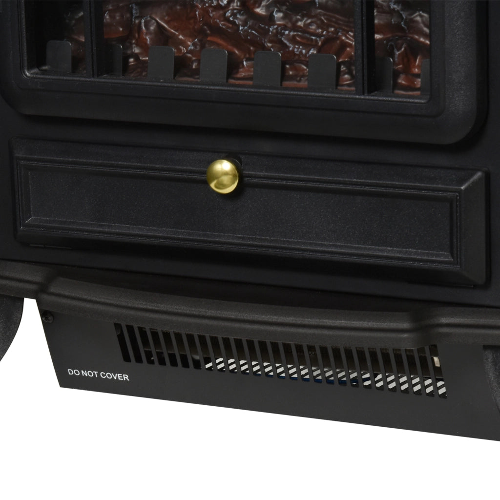 Camino Elettrico da Terra con Effetto Fiamma,Caminetto Elettrico 1000W /2000W con Protezione da Surriscaldamento e Termostato,in ABS e Vetro,45x28x54cm,Nero