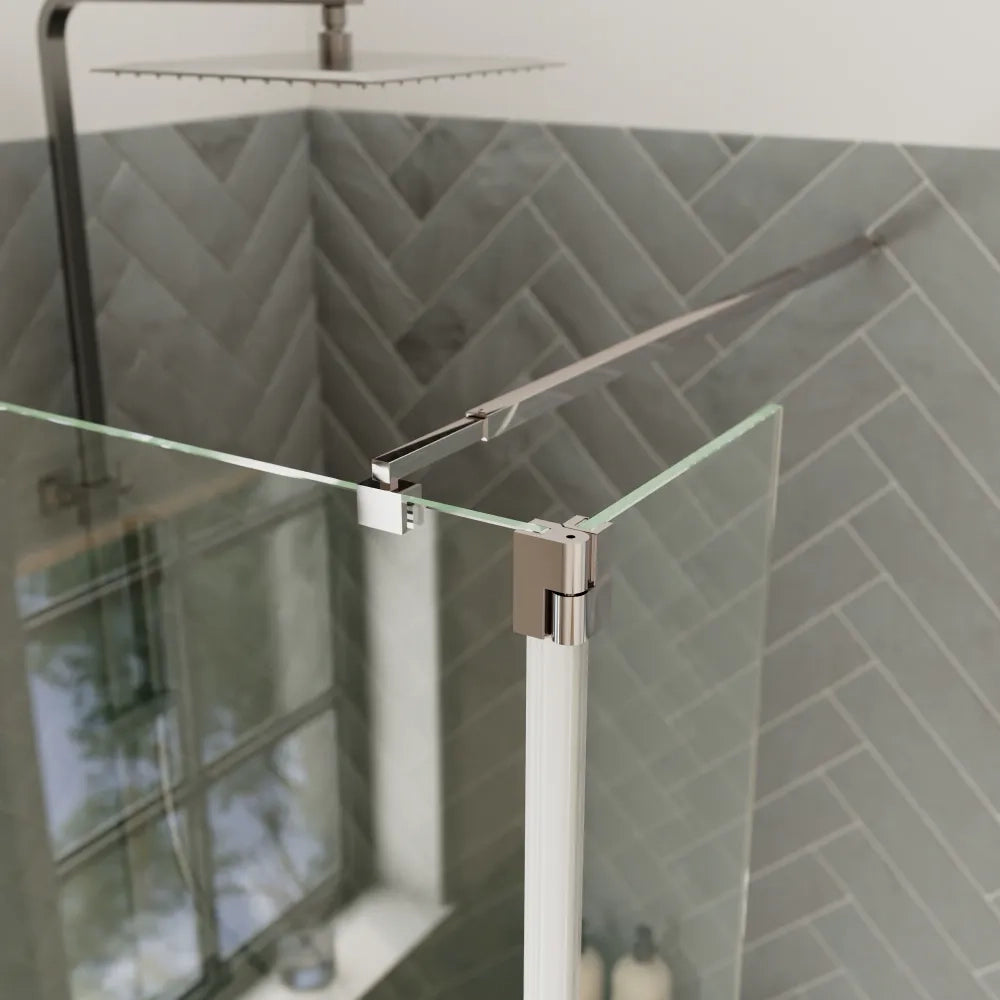 Doccia walk-in 60cm + anta 40cm vetro 8mm trasparente profili cromo | Keros