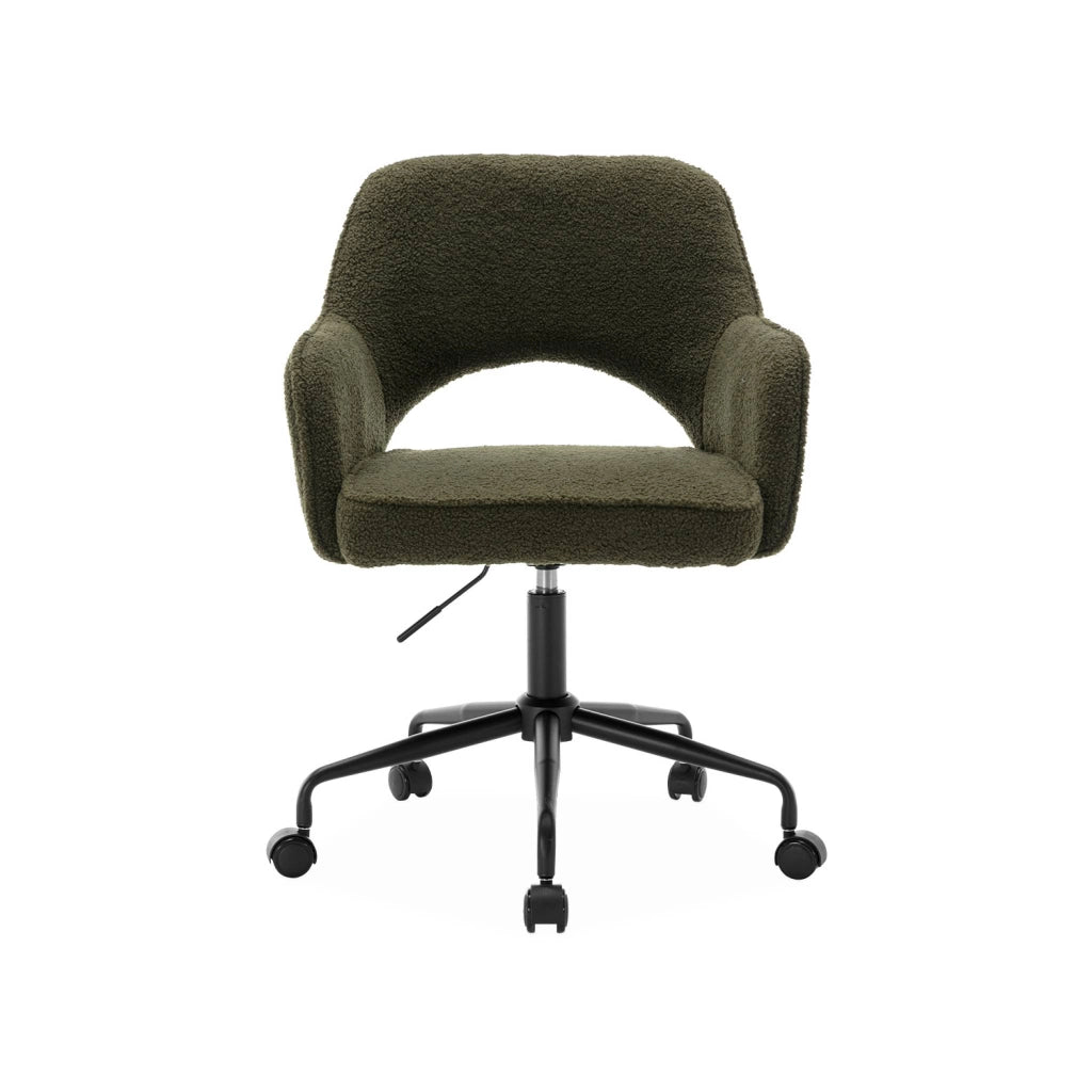 Sedia da ufficio bouclé con rotelle, kaki
