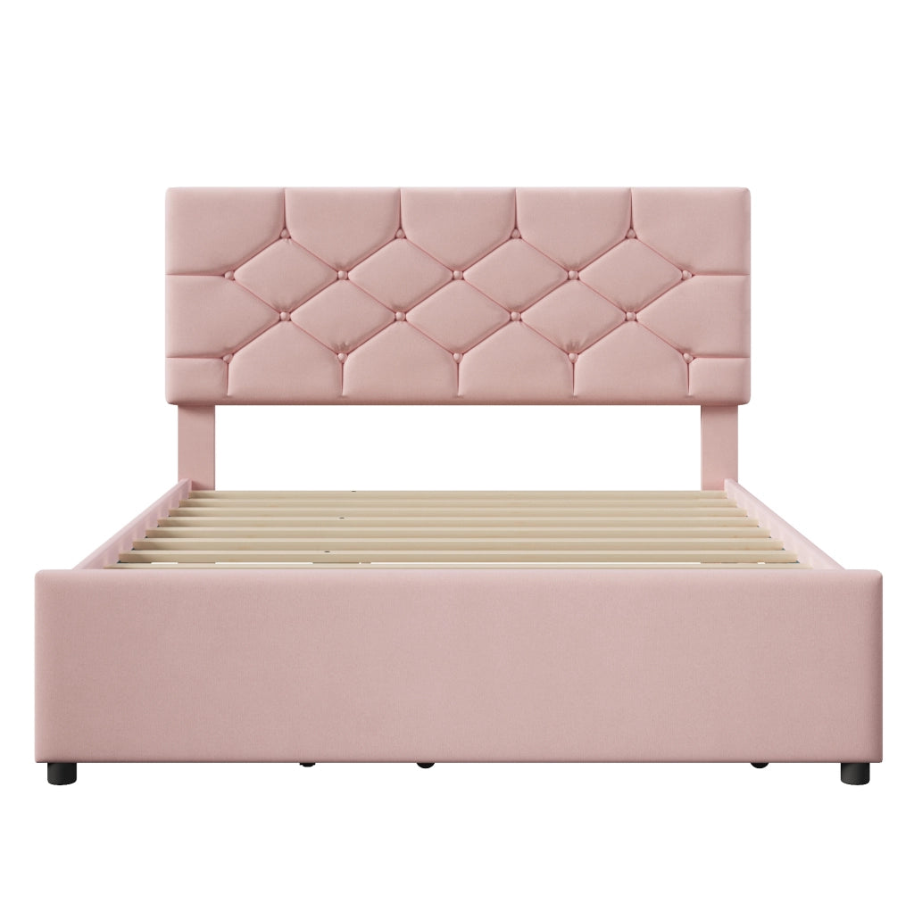LETTO 140x200 cm in velluto rosa con letto estraibile