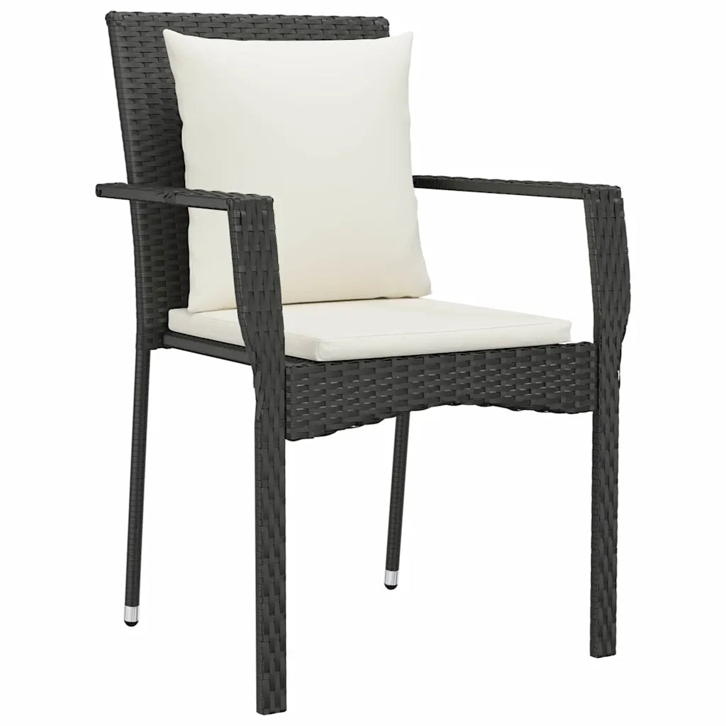Set da Pranzo per Giardino con cuscino 5 pcs Nero polyrattan 3380073