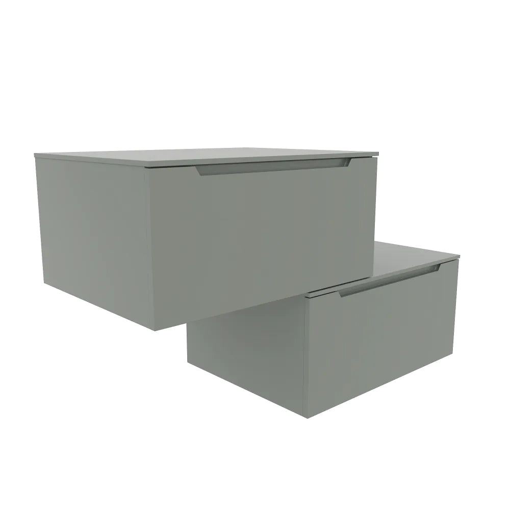 Mobile bagno sospeso modulare 60cm smoke green opaco due cassetti con top | Bako