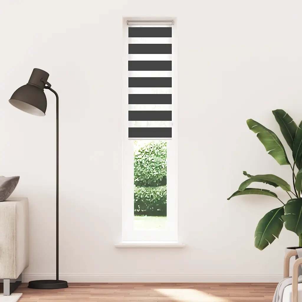 Tenda a Rullo Zebra Nero-Tenda avvolgibile Larghezza Tessuto 35,9 cm Poliestere 386295