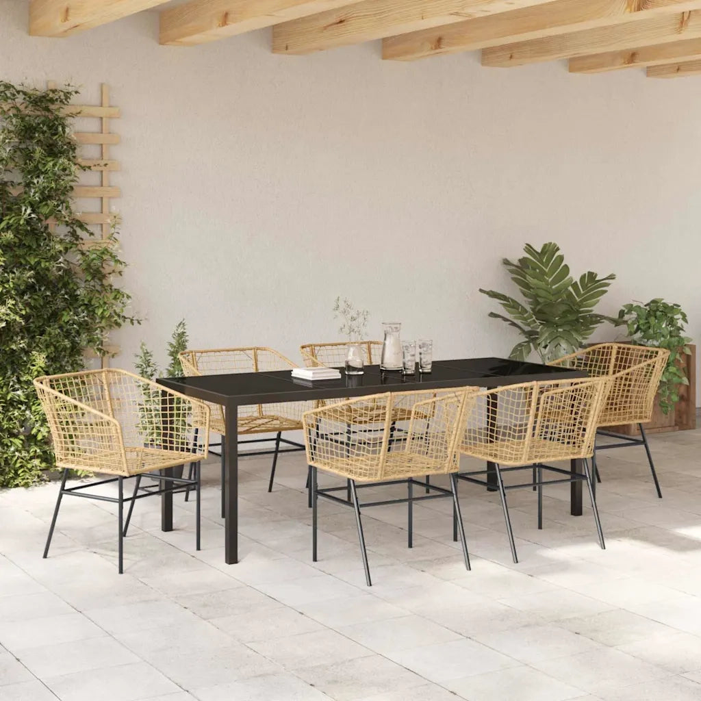 Set da Pranzo per Giardino 7 pcs Marrone polyrattan 3380902