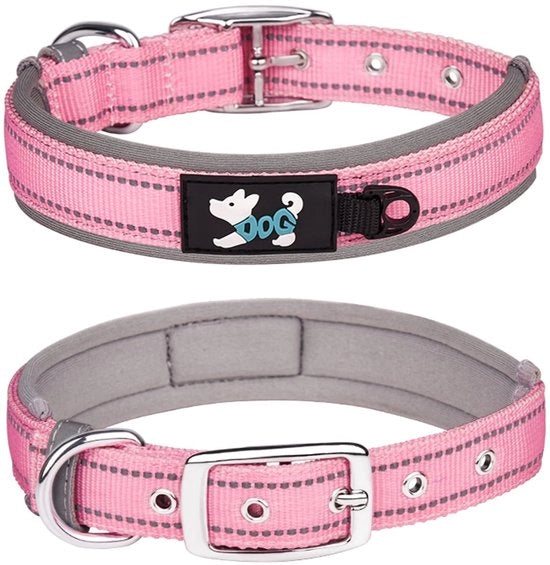 Cinturone per cane comodo - Collare rifrangente regolabile - Materiale neoprene morbido - Rosa - Adatto per cani grandi - Ideale per attività all'aperto...