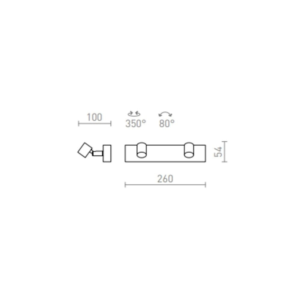 Faretto TRICA II da parete nero  230V GU10 2x25W