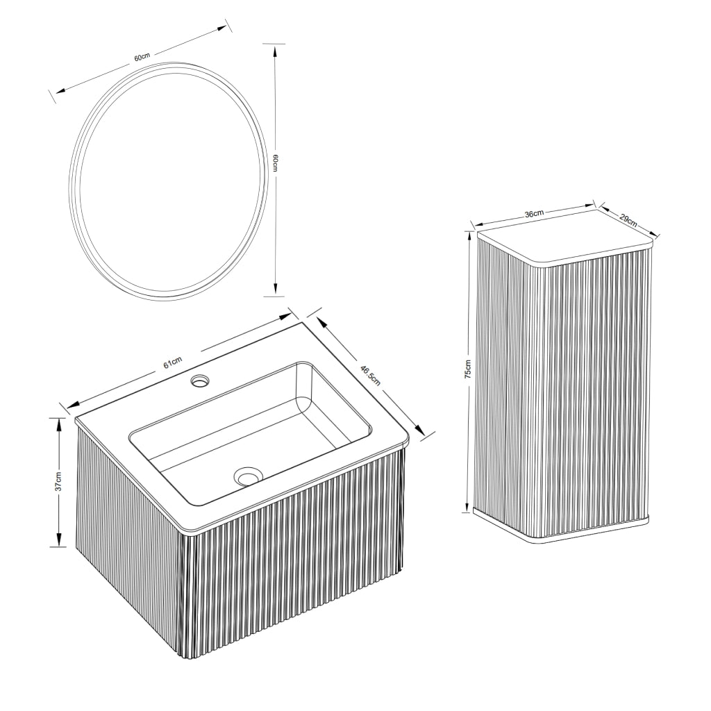 Mobile da bagno con lavabo e specchio LED - per bagno - in MDF e vetro - bianco