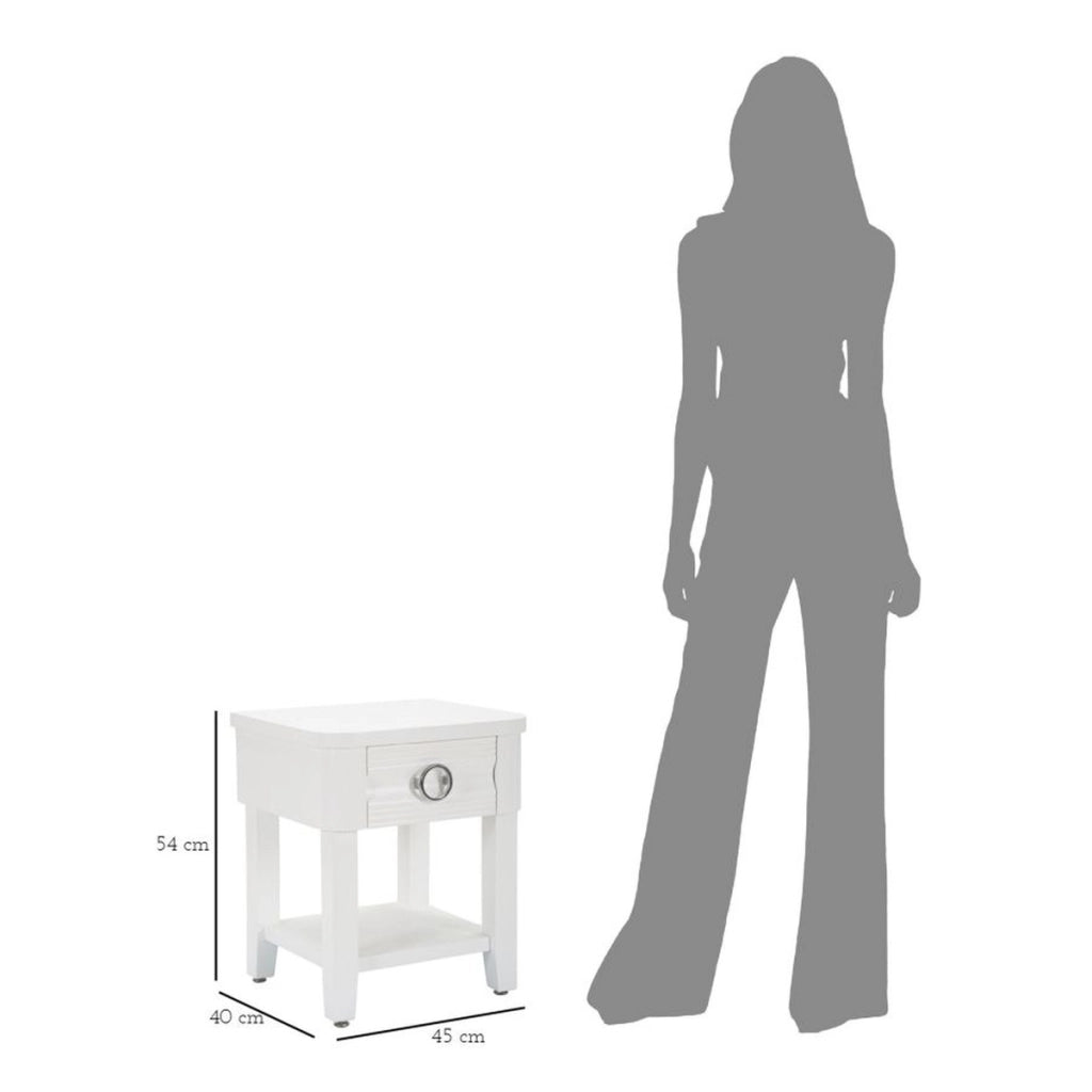 Comodino VKH10, Bianco, Legno, 45x40x54 cm