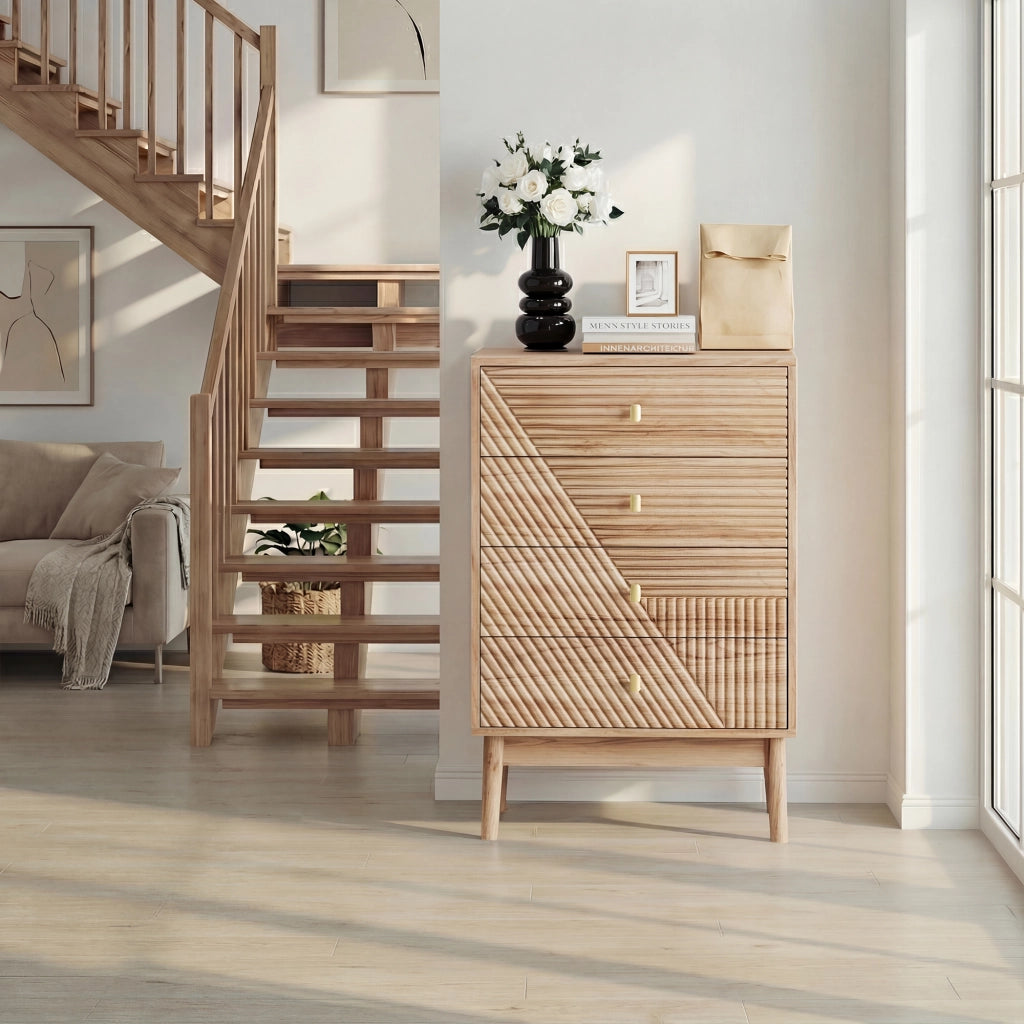 ?????? a 4 cassetti in legno effetto rovere 60x40x90 cm; stile moderno