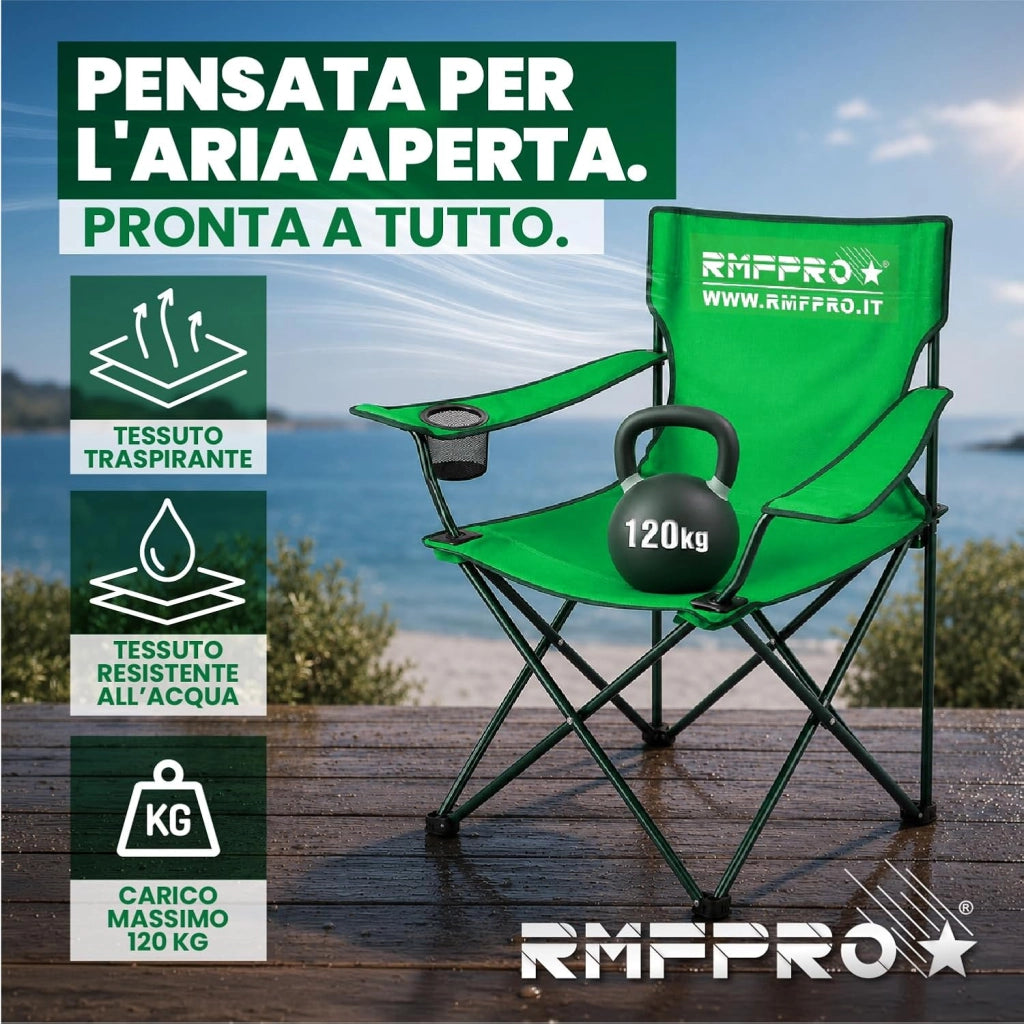 RMF PRO SET 2 SEDIE DA CAMPEGGIO VERDE
