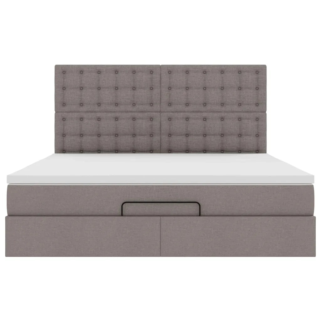 Struttura Letto Pouf con Materasso Tortora 160x200cm in Tessuto 3314187