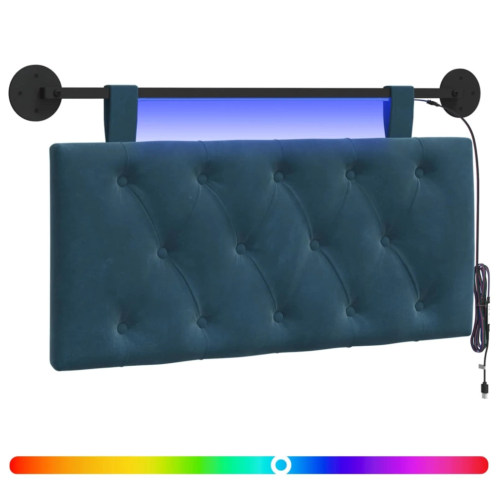Testiera | Testata sospesa Con luce LED Blu Velluto