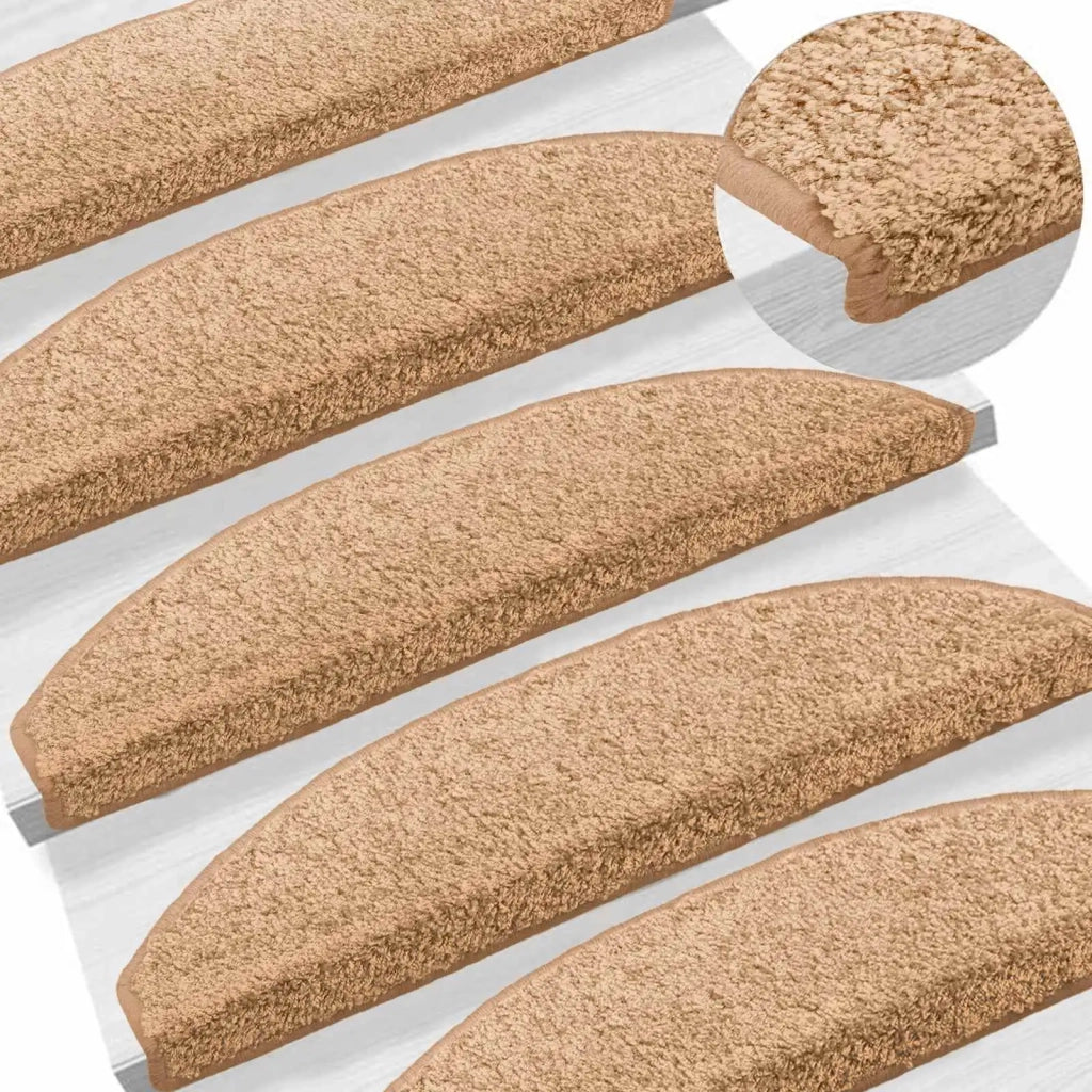 Tappetini per scale autoadesivi 15 pz | Gradini per Scale Beige 80 x 24,5 x 3,5 cm