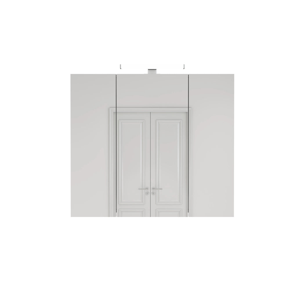 Armadietto da bagno a parete con 3 ante a specchio; LED; presa francese e ripiani regolabili bianco 80 cm