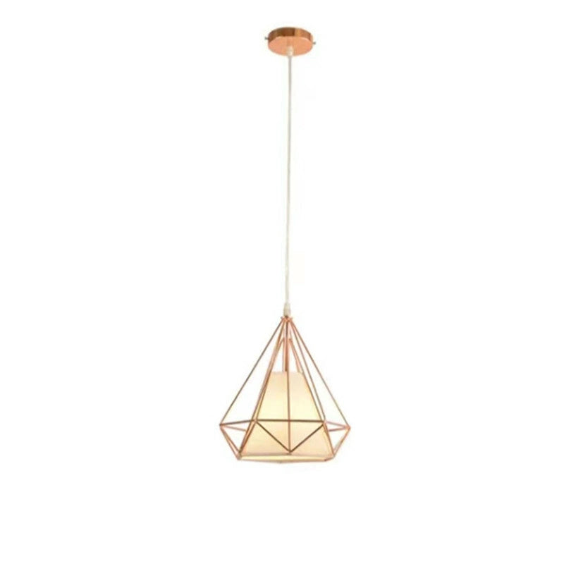 LAMPADARIO GABBIA METALLO INDUSTRIALE RETRO E27 PENDENTE VINTAGE ORO ROSA SJ100