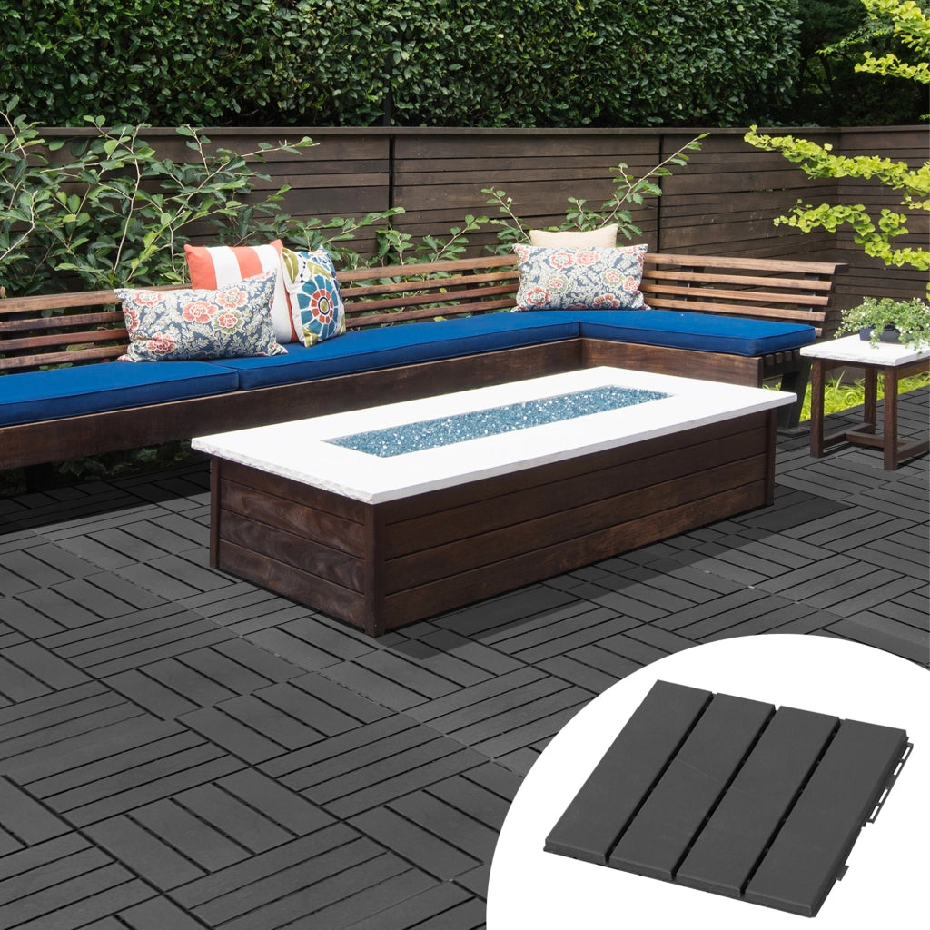 PIASTRELLE DA TERRAZZO Set da 9 pezzi 30x30 cm Plastica Nera