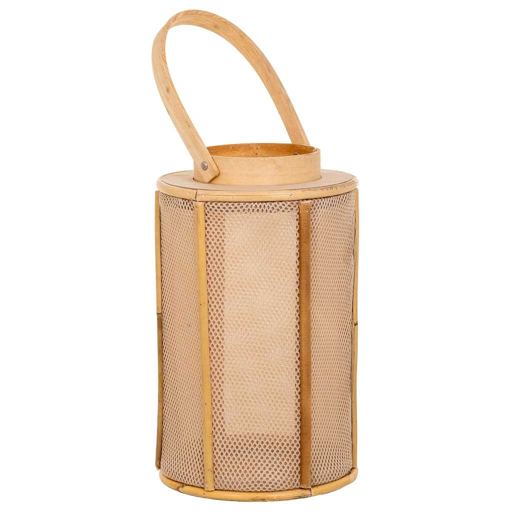 Lanterna in legno marrone e bambù d11x27h