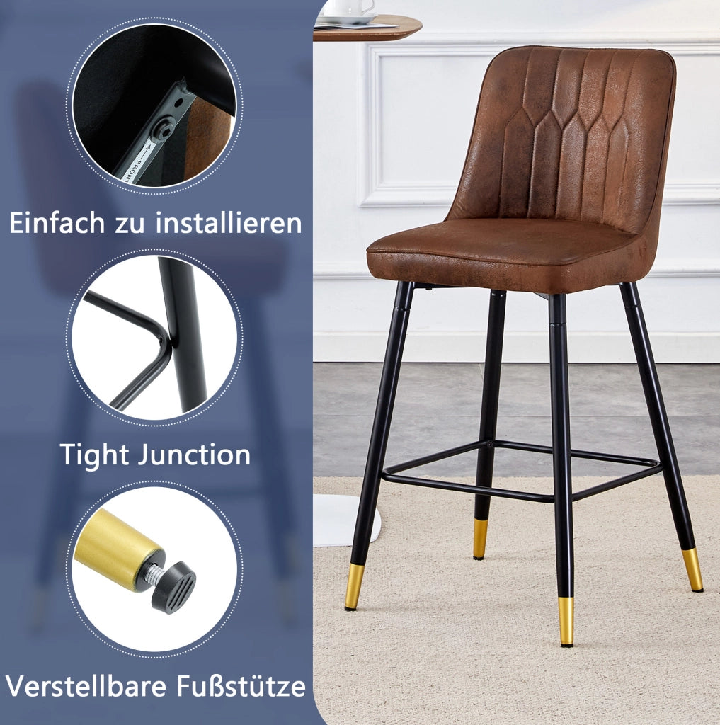 SEDIA ALTA Set da 2 pezzi 100 cm Tessuto marrone e metallo nero