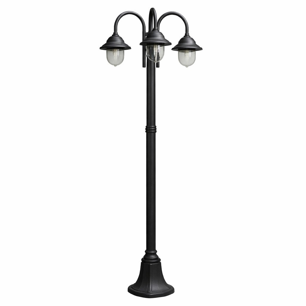 Lampione classico da giardino a 3 luci E27 in alluminio lanterna Retro da esterno IP54 Nero per vialetti parchi e ingressi eleganti