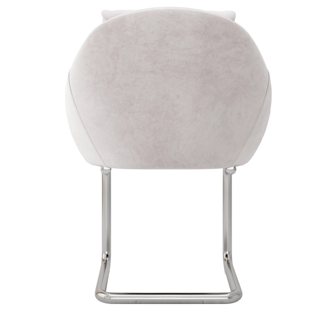 Sedie imbottite beige in velluto, confezione da 4 con struttura in metallo per uso quotidiano