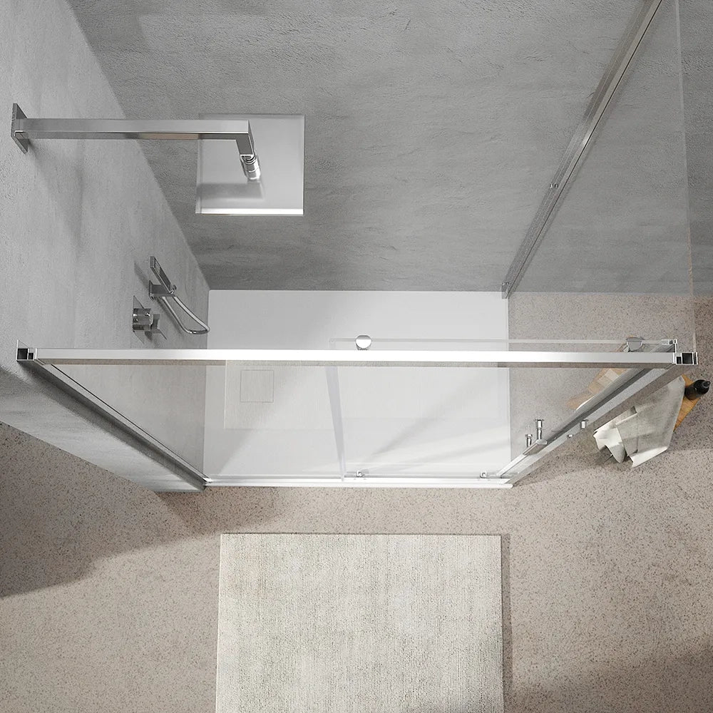 Box doccia angolare 150x60cm vetro trasparente, con apertura scorrevole e parete fissa h190cm | Tenerife