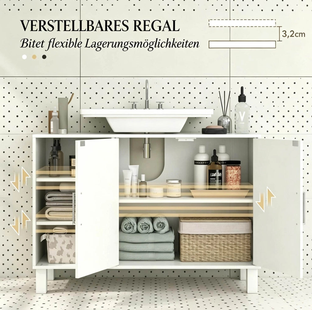 Mobile sottolavabo crema 90x30x63 cm con ripiani
