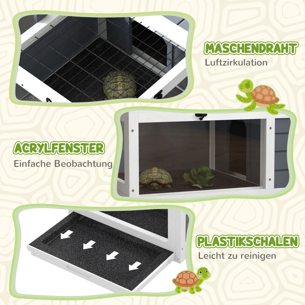 Casetta per Tartarughe con 2 Stanze ¨C zephmum ¨C Grigio Legno