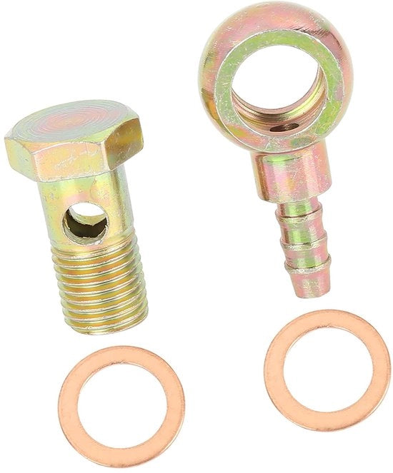 Connettore a banjo per veicoli 14 mm - Kit di sigillaggio - Bocchette a banjo - Utilizzabile per motori e auto - Materiale metallico - Alta durata - Protezione per la bocchetta a banjo