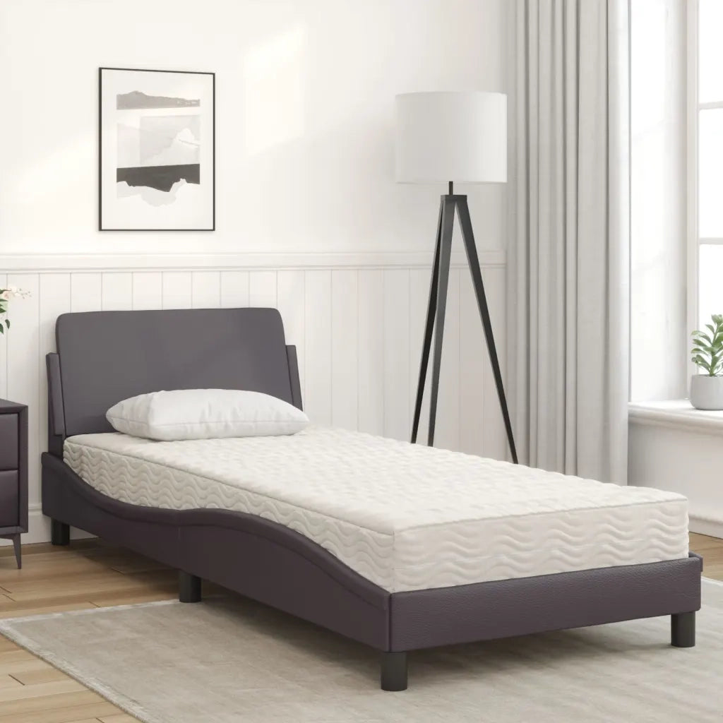 Letto con Materasso Dover Grgio 80x200 cm in Similpelle