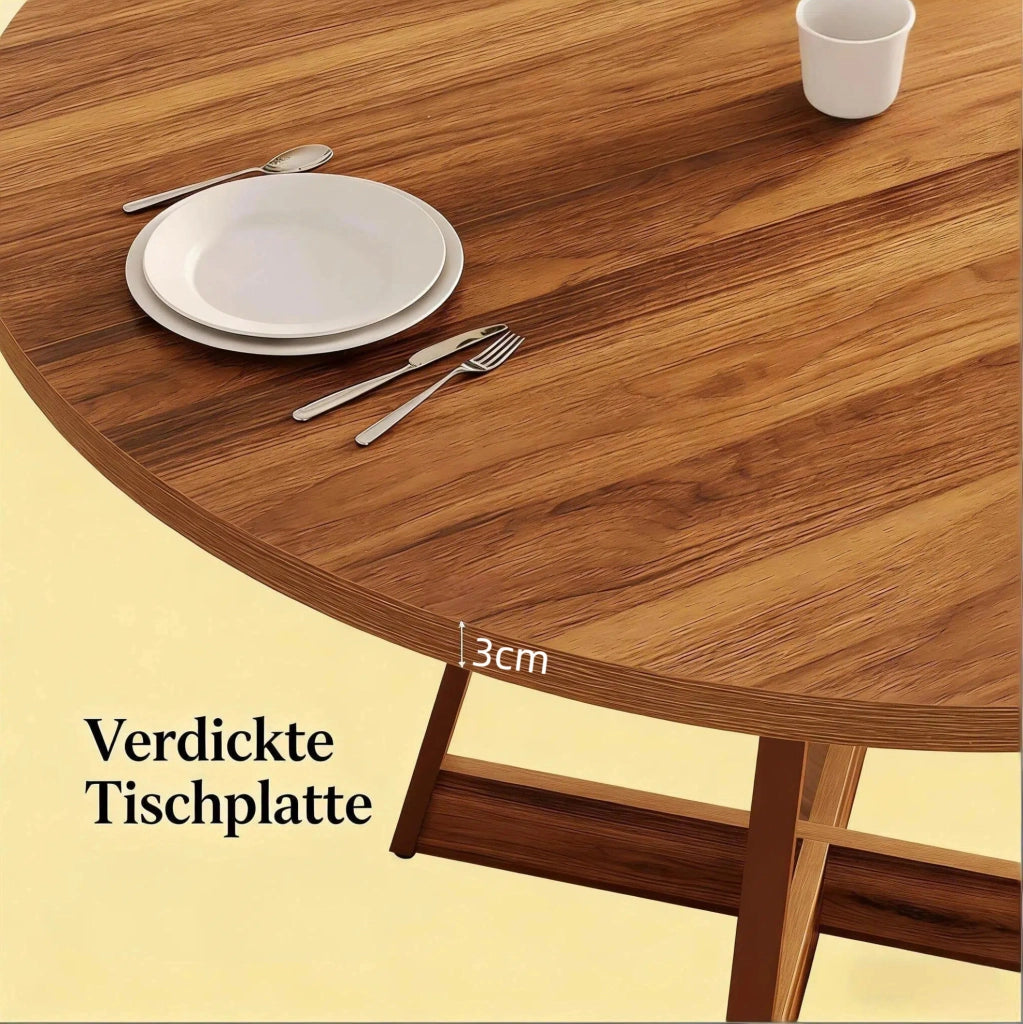 Tavolo da pranzo rotondo Ø100 cm per 2-4 persone con base centrale in MDF marrone