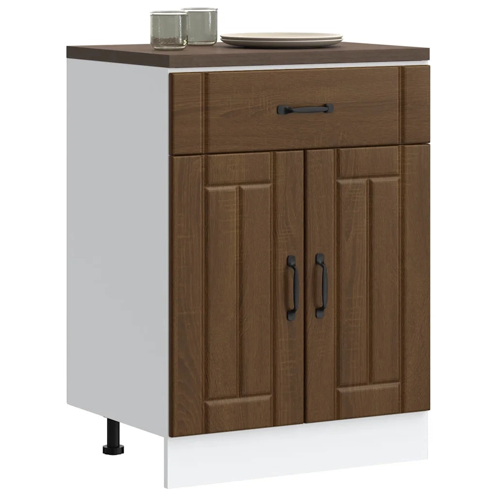Base da Cucina-Mobile Base da Cucina Lucca Rovere Marrone in Legno Multistrato 374114