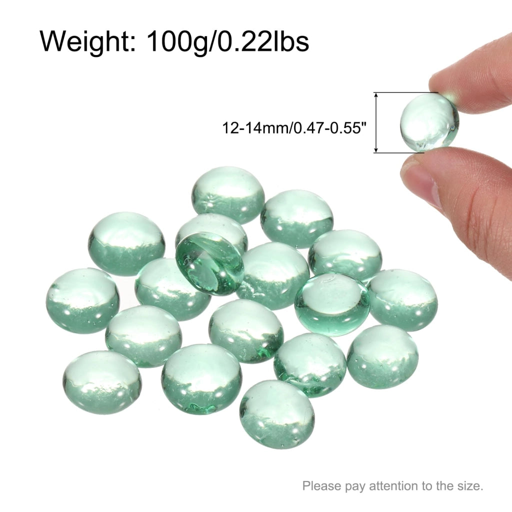 20 pietre di vetro verdi, piatte, di dimensioni 12-14 mm, peso 100 g, ideali per decorazioni