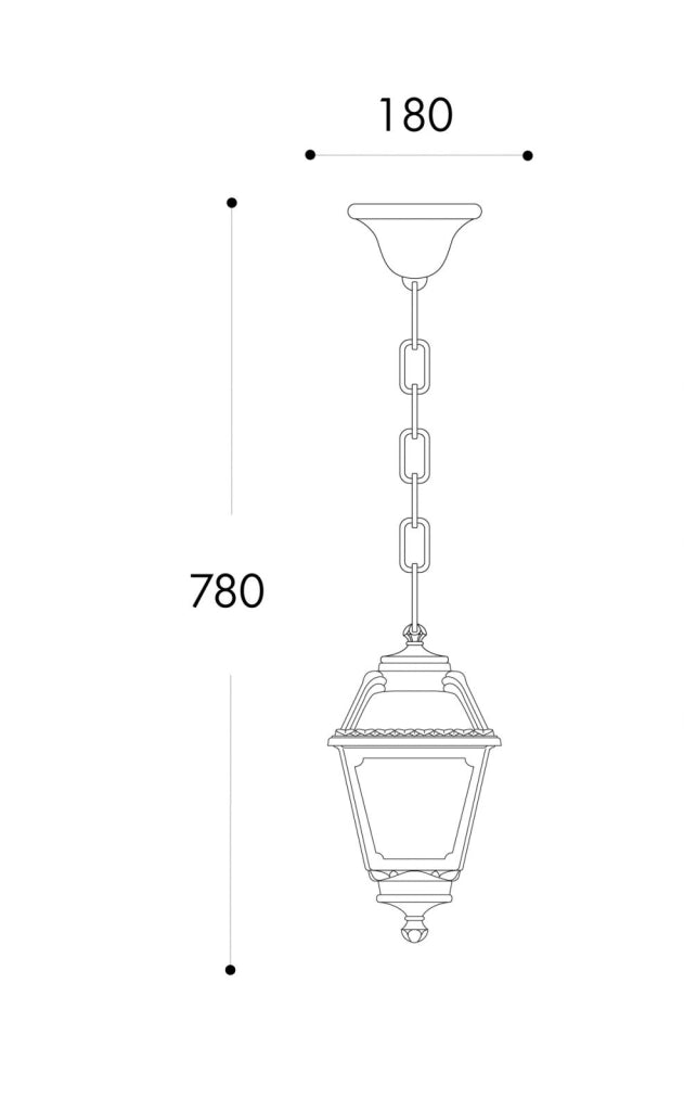 ALBA SOSPENSIONE 1 LUCE ATTACCO E27 NERO IP55