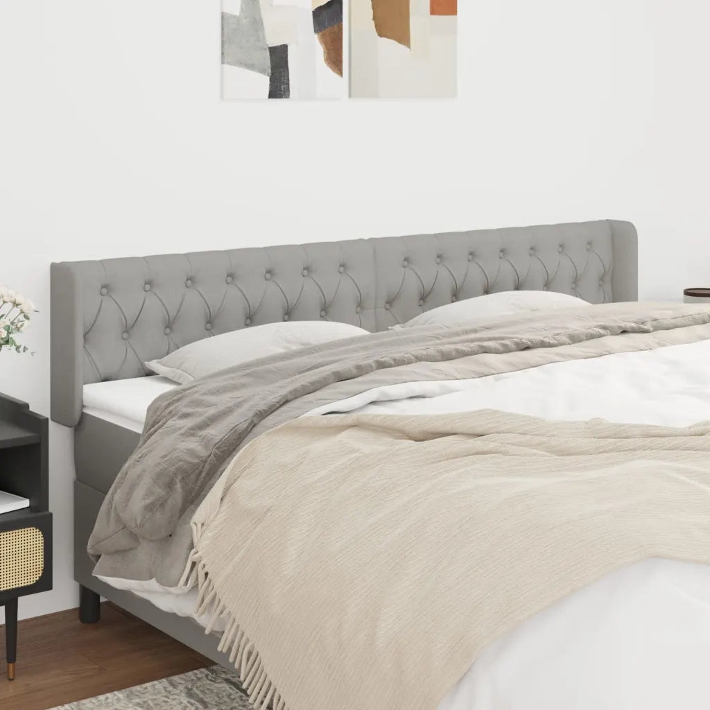 Testiera | Testata ad Orecchio Grigio Chiaro 183x16x78/88 cm in Tessuto