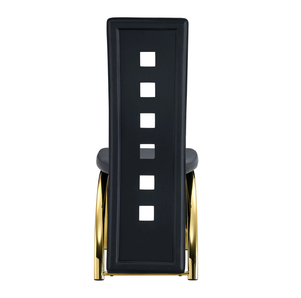 SEDIA da Pranzo 102,5 cm PU Nero e Metallo Oro Set da 2 pezzi