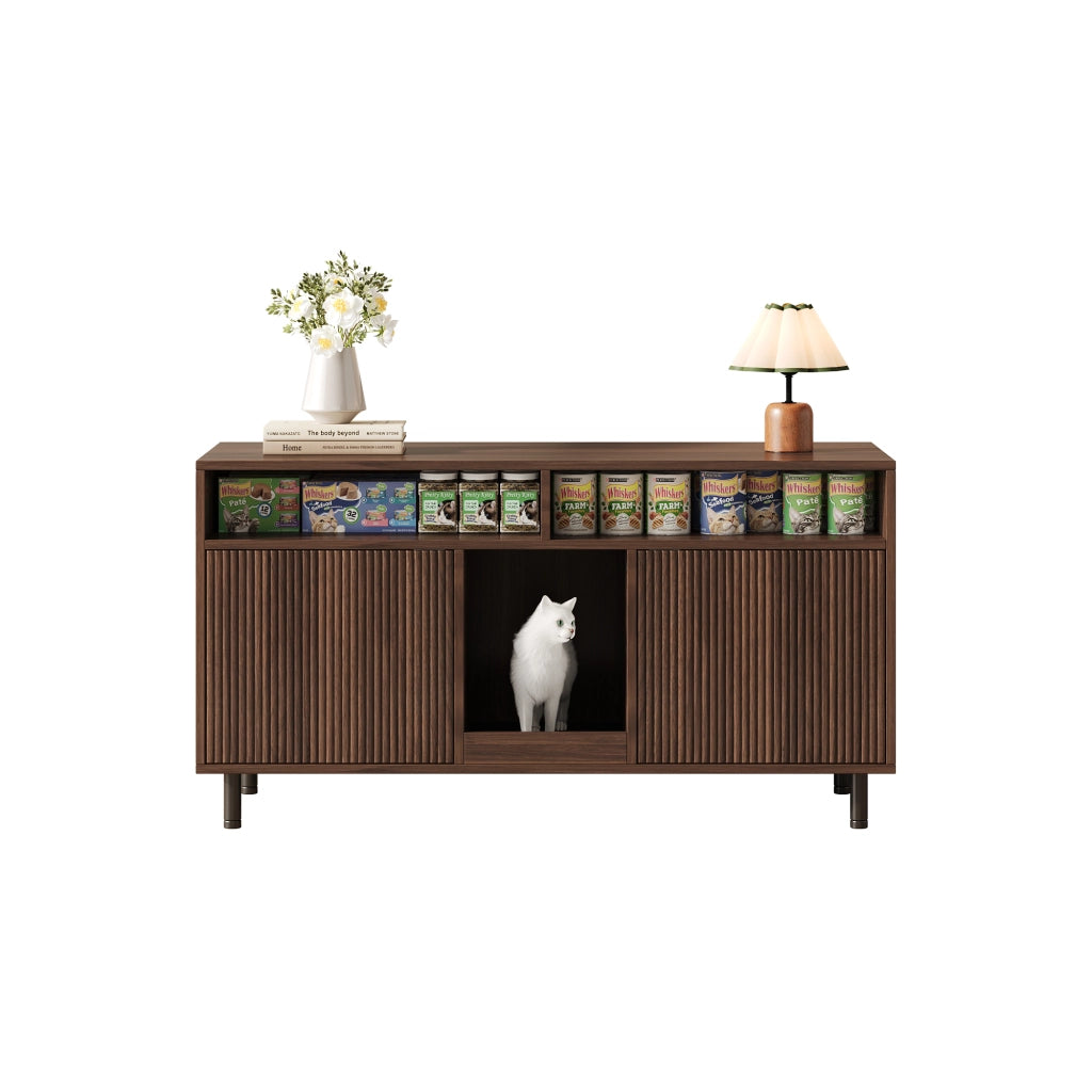 Mobile Porta Lettiera Gatto con Ripiano ¨C MINIMAL ¨C Noce 120x50x66