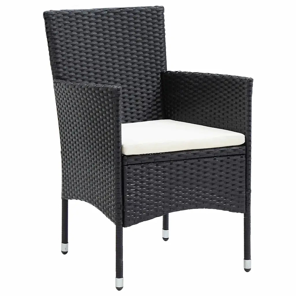 Set da Pranzo per Giardino 5 pz Nero polyrattan 3379725