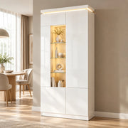 VETRINA LED Bluetooth 80x35x180 cm MDF Bianco con ante in acrilico