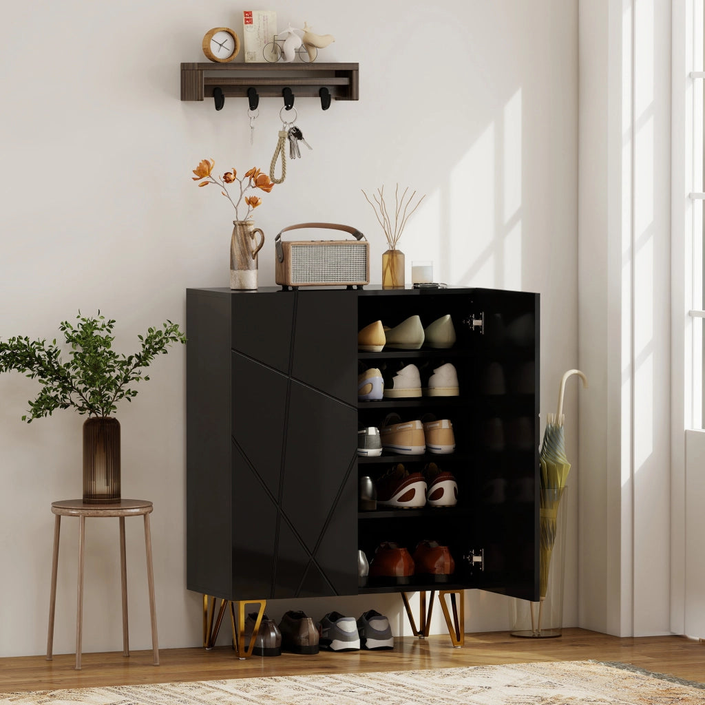 Armadio per scarpe con 2 ante e 3 ripiani regolabili ¨C Minimal ¨C 72x31.5x95 cm nero