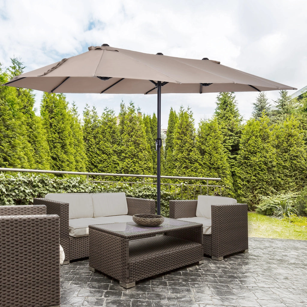 Ombrellone doppio da giardino ¨C Xylo ¨C acciaio e poliestere, apertura a manovella, 455x265x238cm