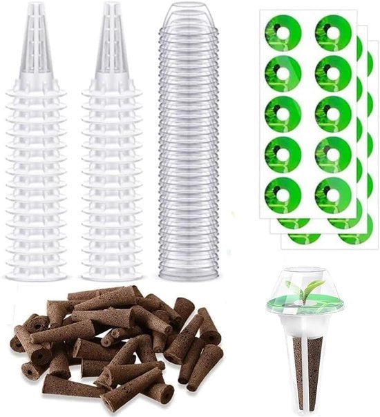 Pannelli di sostegno per hydrocultura - sponze per hydrocultura - 30 pezzi - set con bulbi per la crescita delle radici - sistema di giardinaggio interno di hydrocultura